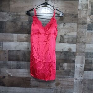 Red Lace Trim Slip Sleep
